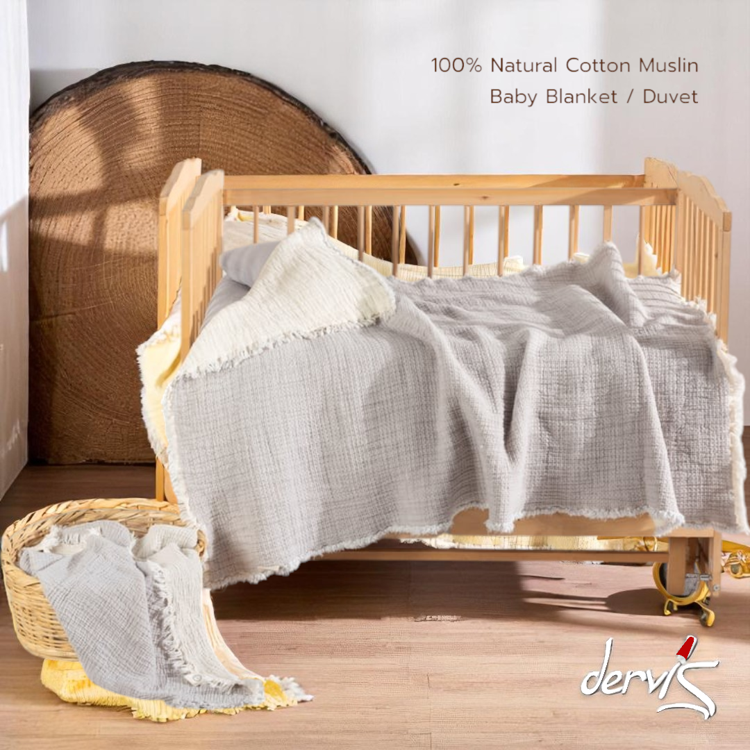 Handmade Natural Turkish Cotton Muslin Double Face Multi-Purpose Baby Blanket