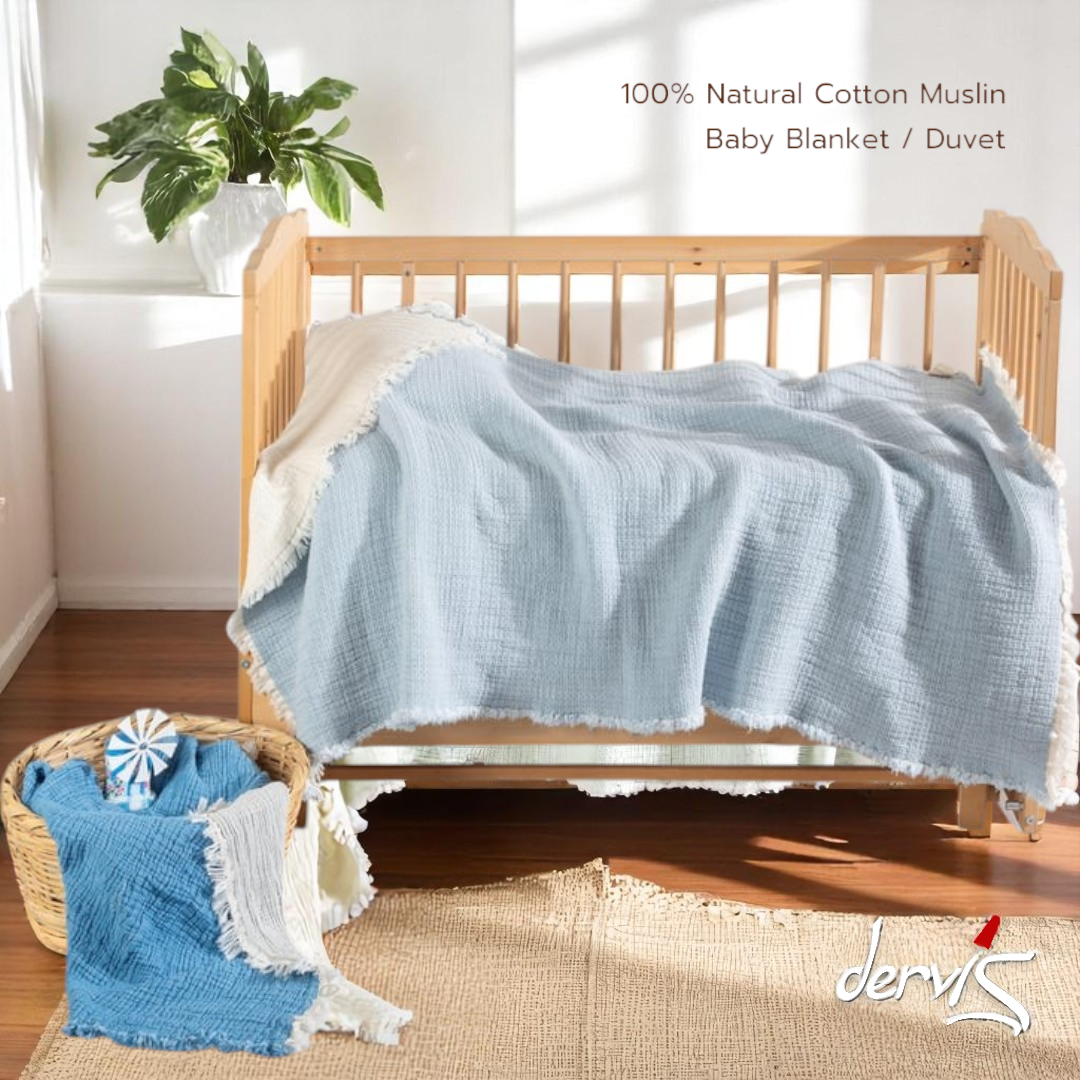 Handmade Natural Turkish Cotton Muslin Double Face Multi-Purpose Baby Blanket