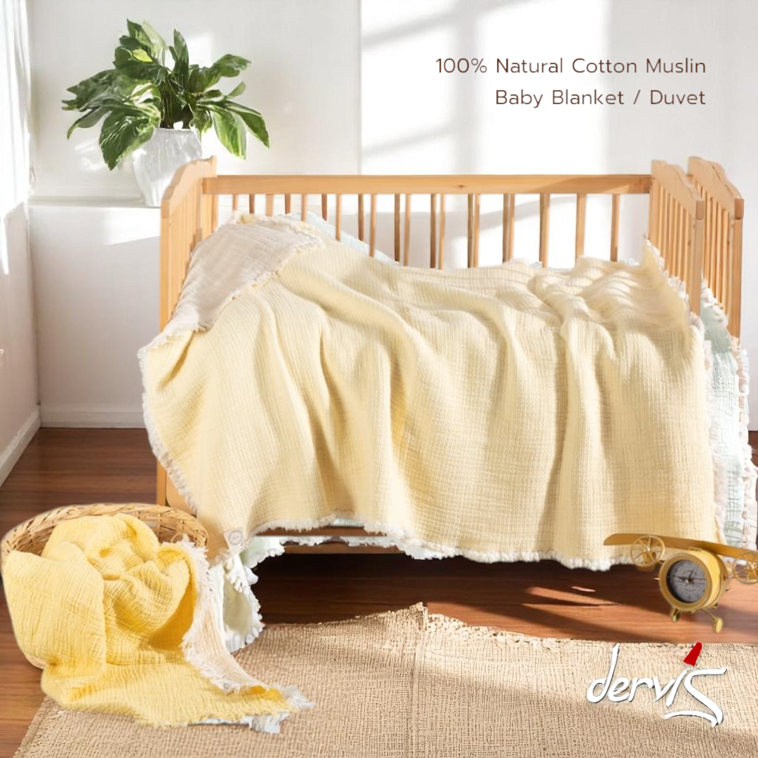 Handmade Natural Turkish Cotton Muslin Double Face Multi-Purpose Baby Blanket