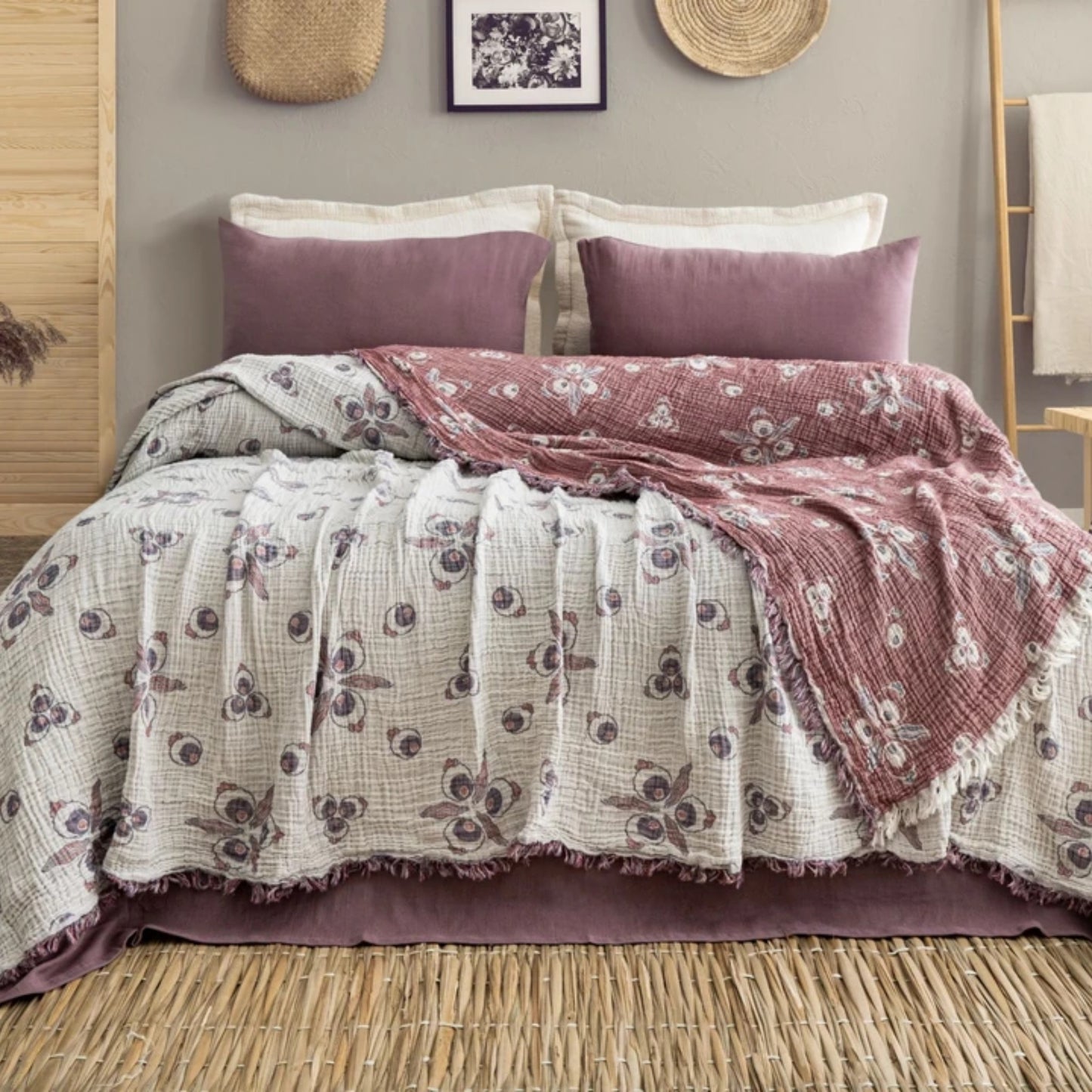 Ottoman Çintemani Design 4-Layer Muslin Bedspread – Premium Quality Cotton Muslin Bedspread