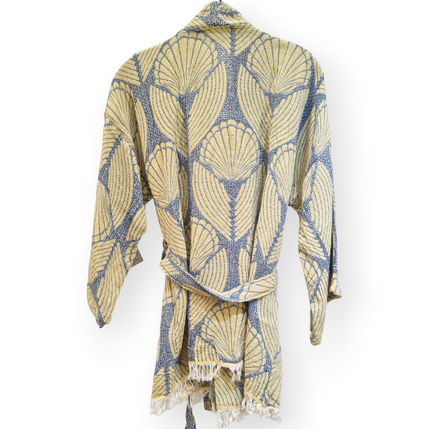 Hand-Woven Natural Cotton Wicker Design Turkish Towel Kimono