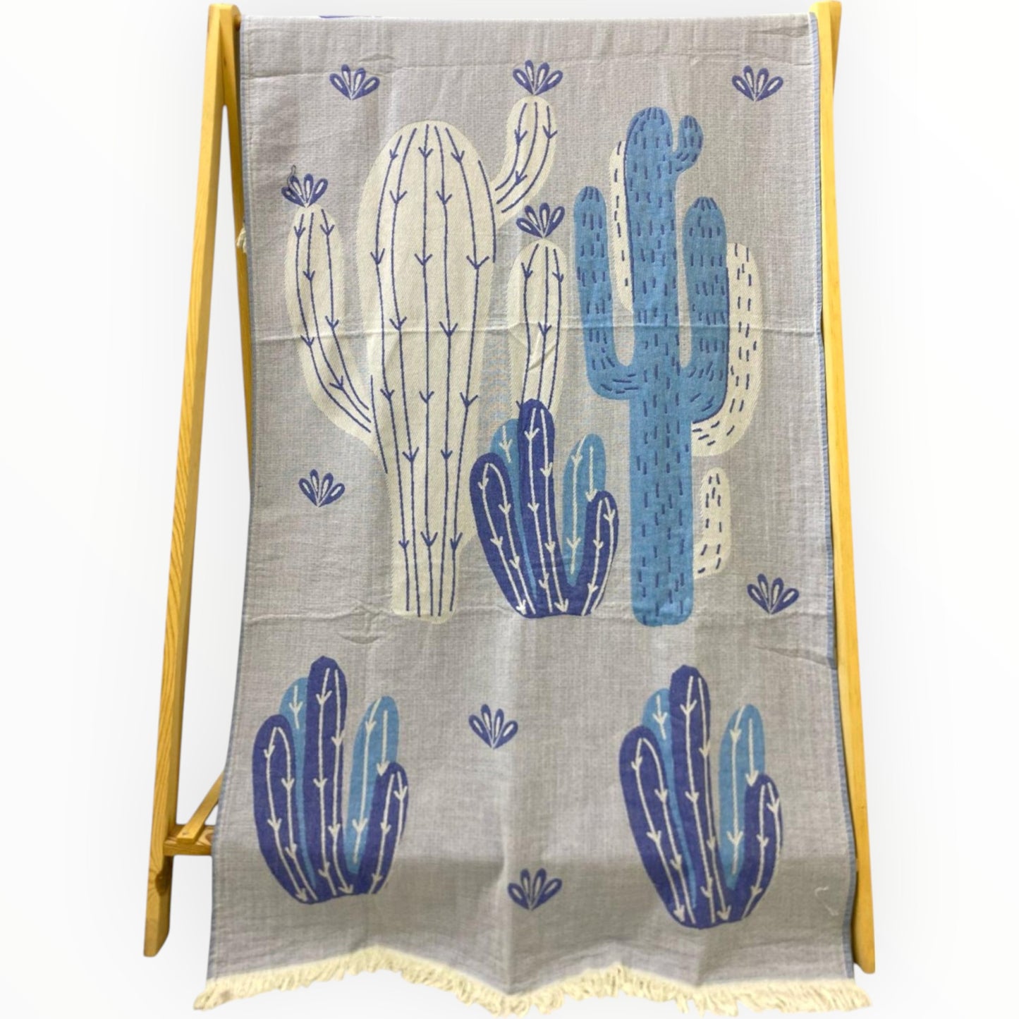Hand-Woven Three Layers Natural Cotton Cactus Design Turkish Towel Pestemal