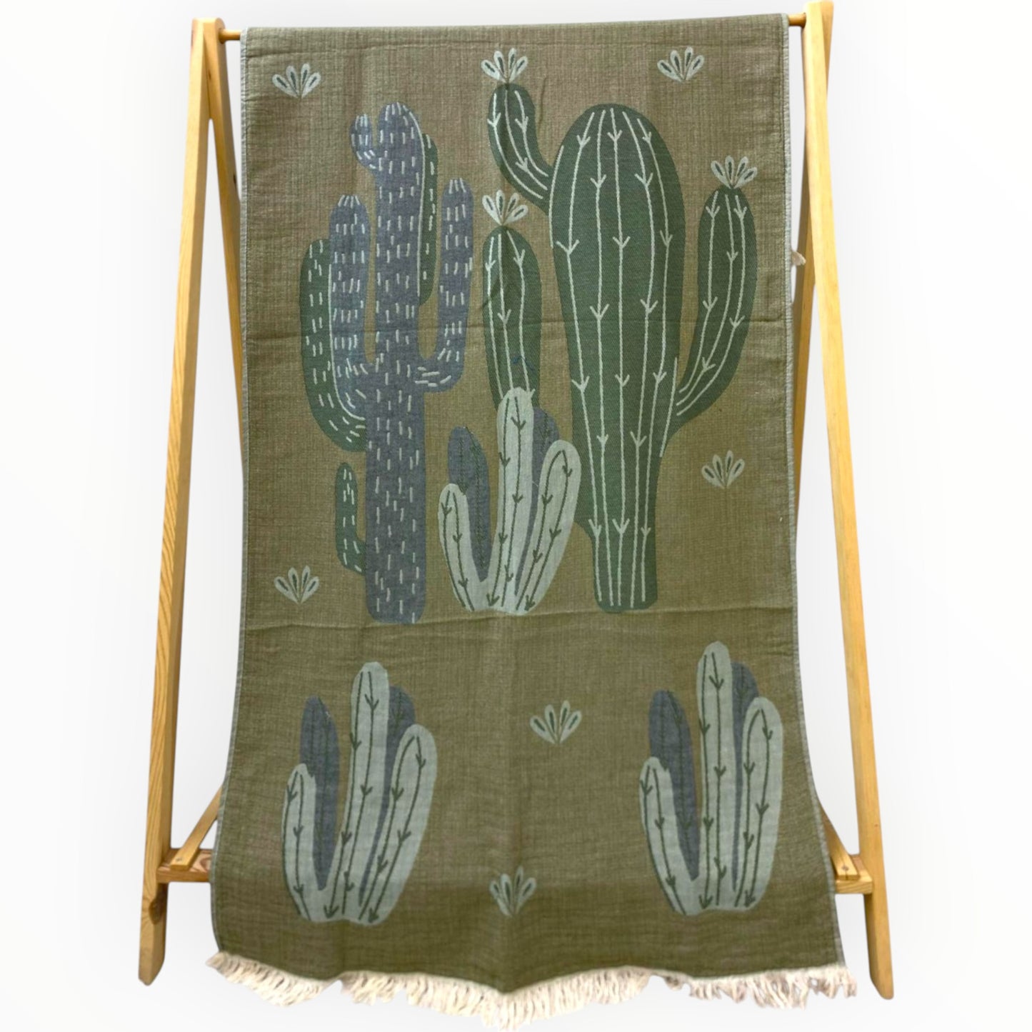 Hand-Woven Three Layers Natural Cotton Cactus Design Turkish Towel Pestemal