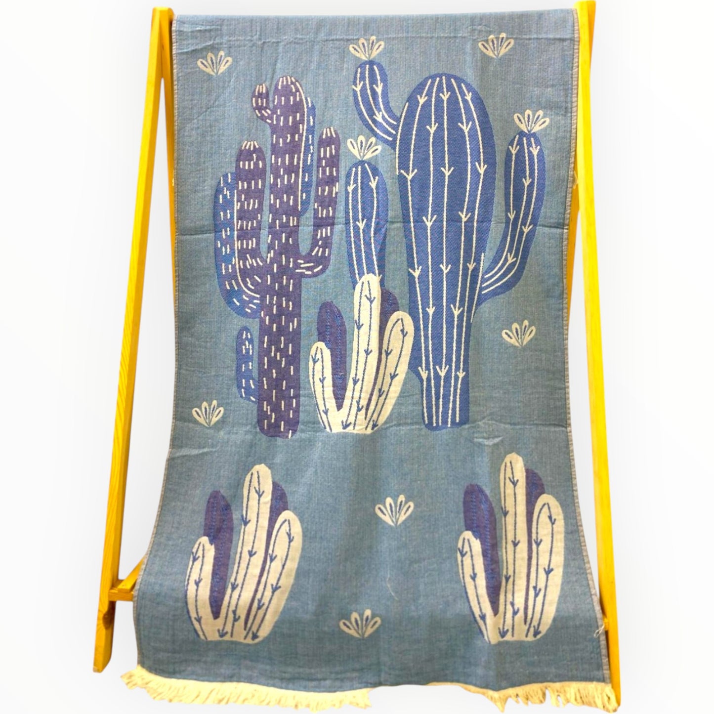 Hand-Woven Three Layers Natural Cotton Cactus Design Turkish Towel Pestemal