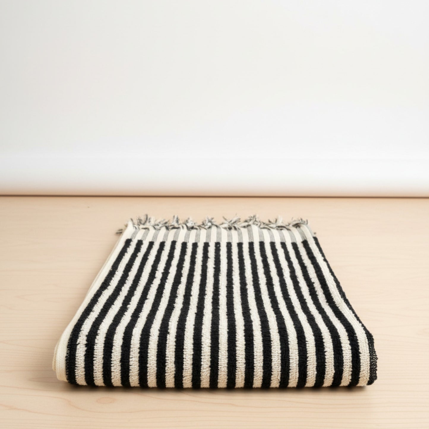 Turkish Hammam Bath Terry Hand Towels – Black White Stripe