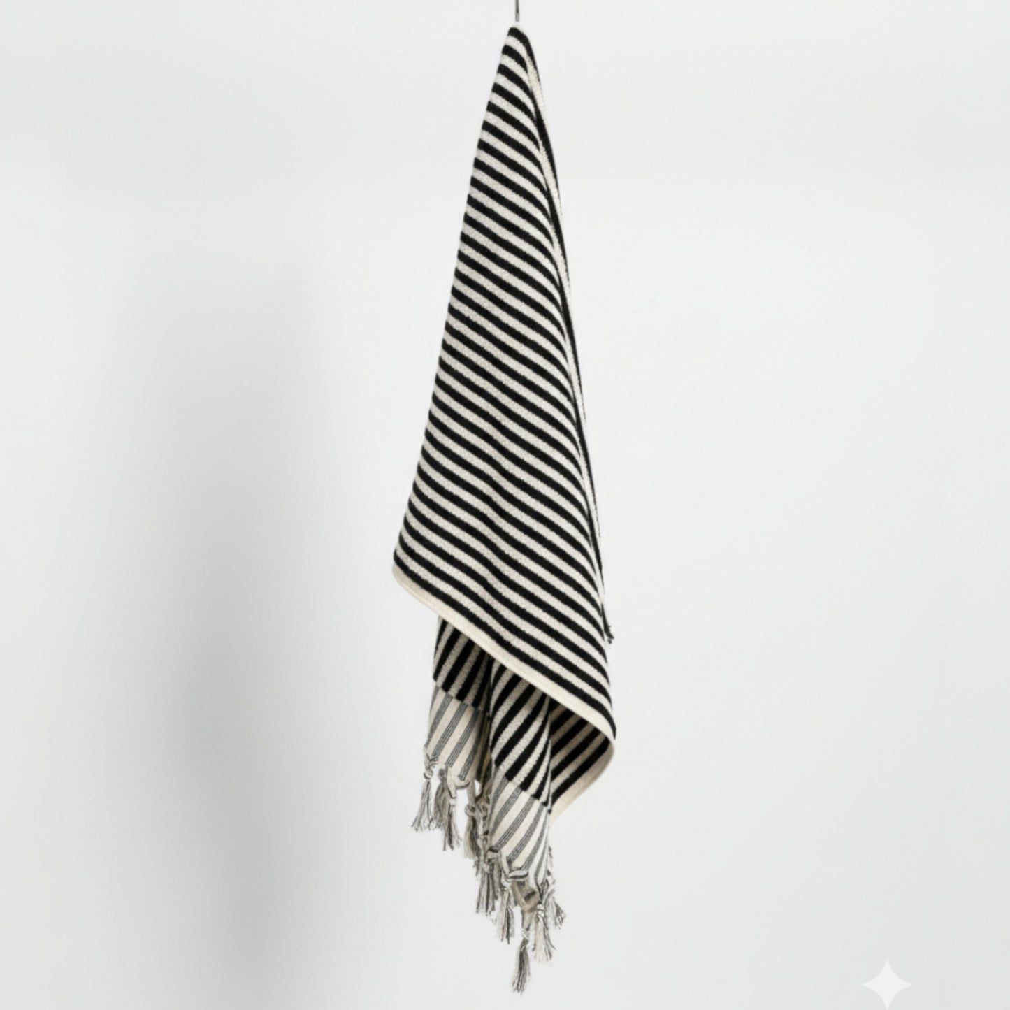 Turkish Hammam Bath Terry Hand Towels – Black White Stripe