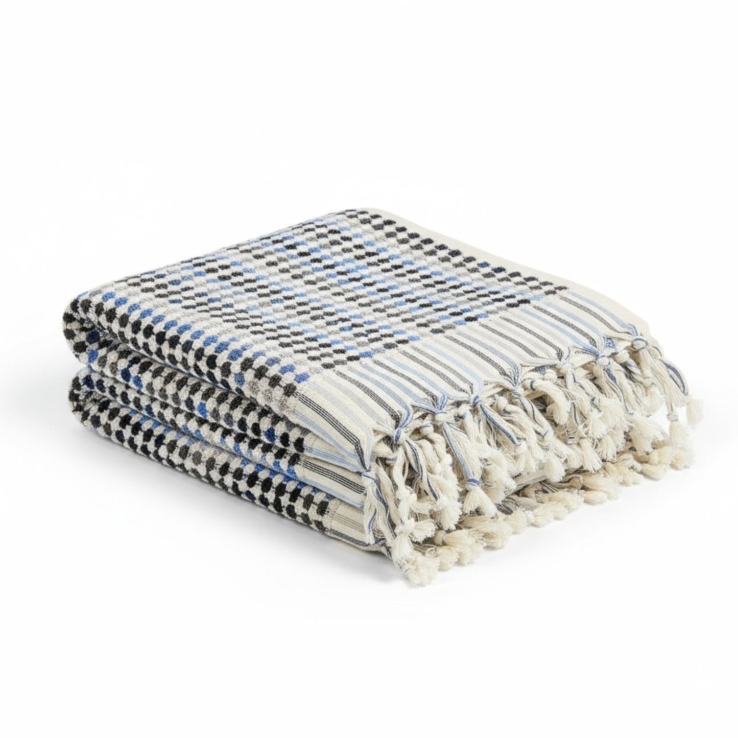 Turkish Hammam Bath Terry Towel Indigo Shades Dotted