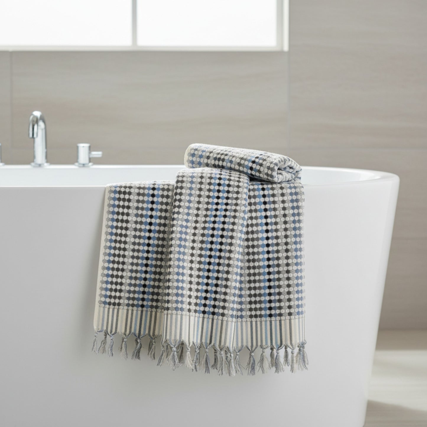 Turkish Hammam Bath Terry Towel Indigo Shades Dotted