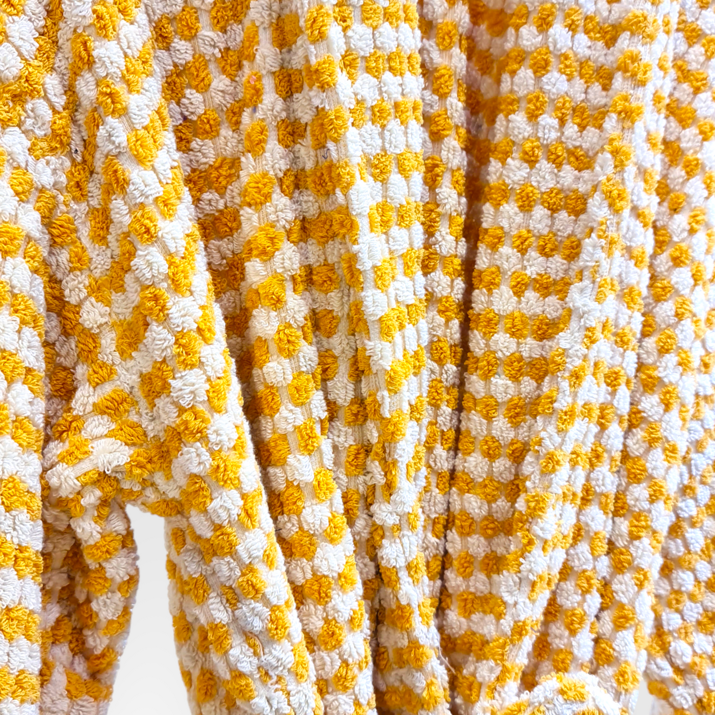 Turkish Terry Towel Bathrobe Golden Dotted Pompom Design