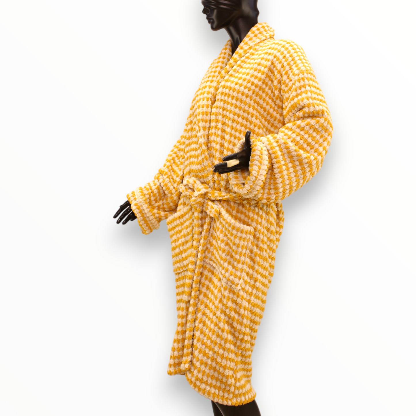 Turkish Terry Towel Bathrobe Golden Dotted Pompom Design