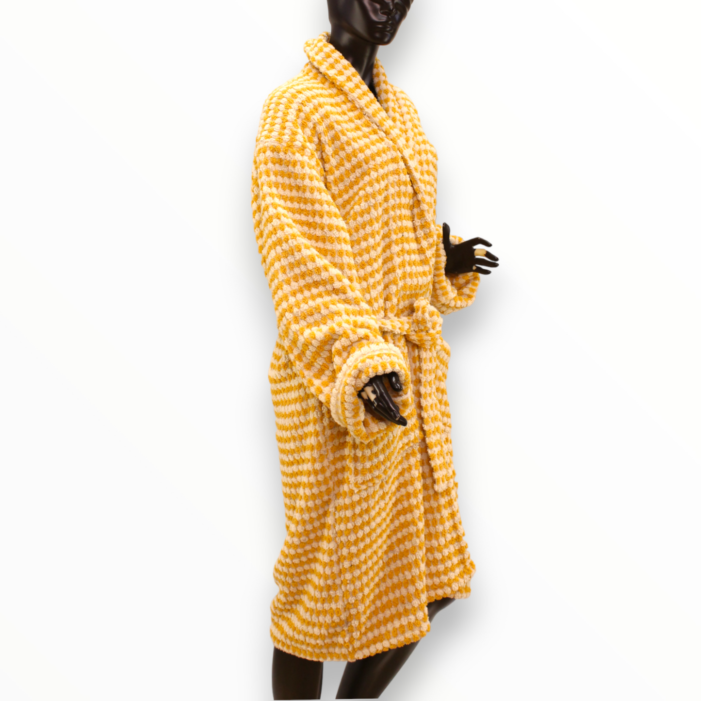 Turkish Terry Towel Bathrobe Golden Dotted Pompom Design