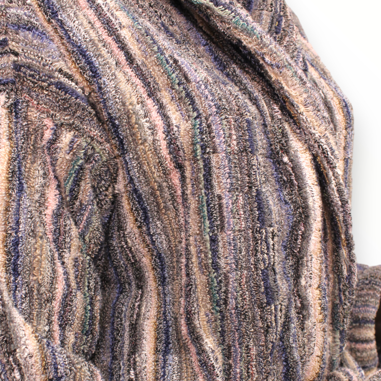 Turkish Terry Towel Bathrobe Multi Grey Stripe Design
