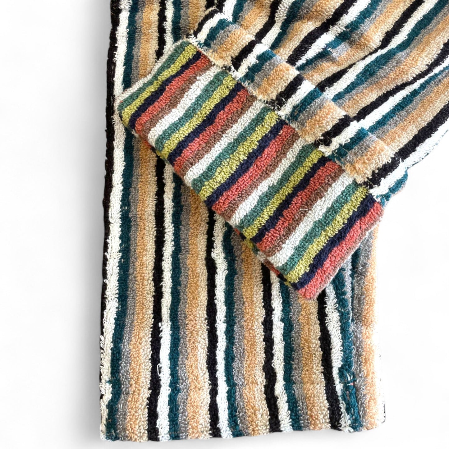 Close-up of handwoven Turkish terry towel texture and natural cotton fibers