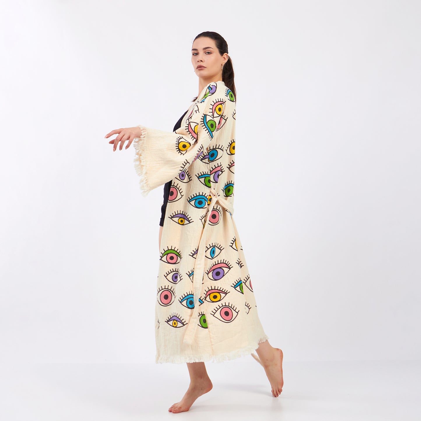 Turkish Towel Eye Kimono Kaftan Bathrobe - Eye Kimono Robe
