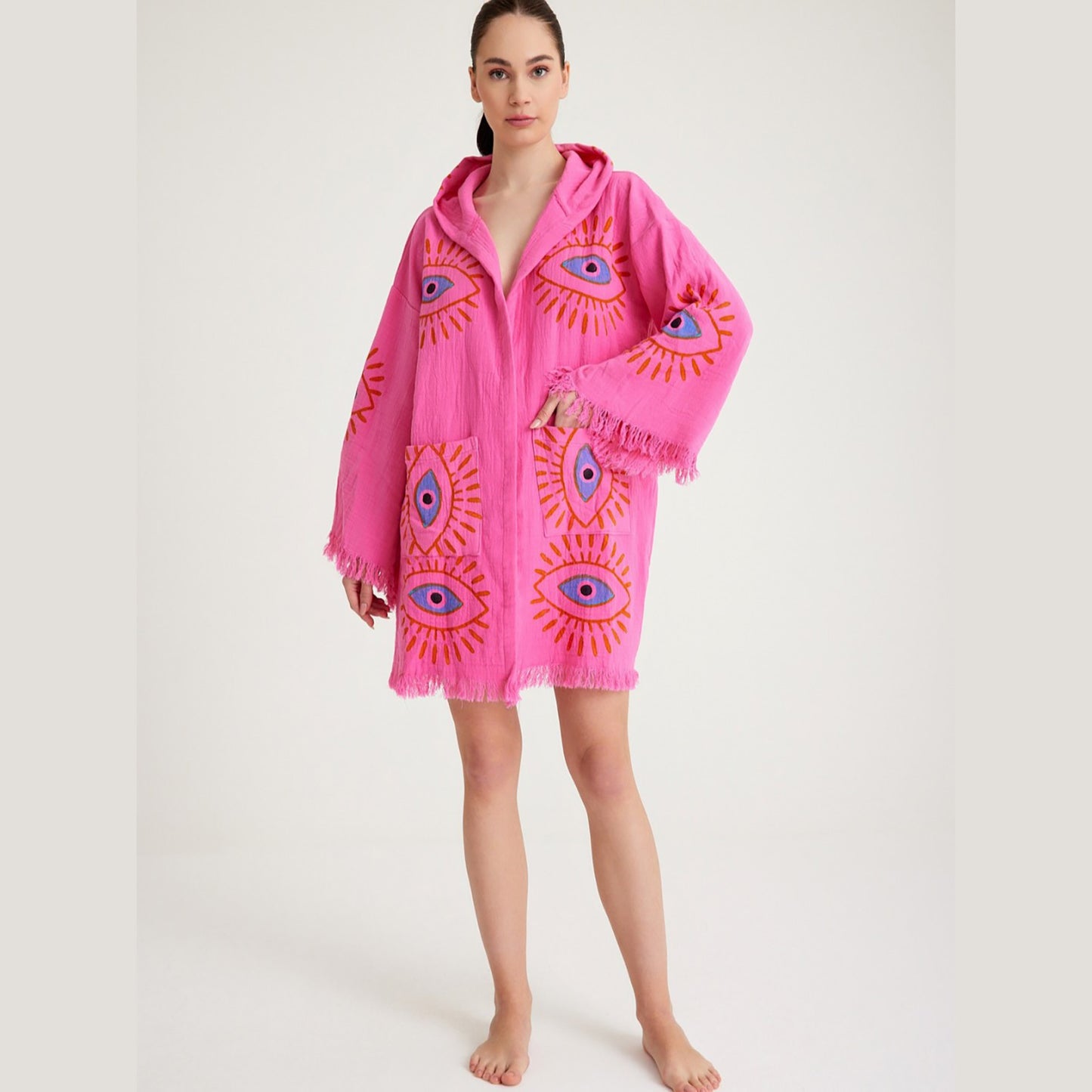 Natural Turkish Cotton Handmade Eye Kimono Set