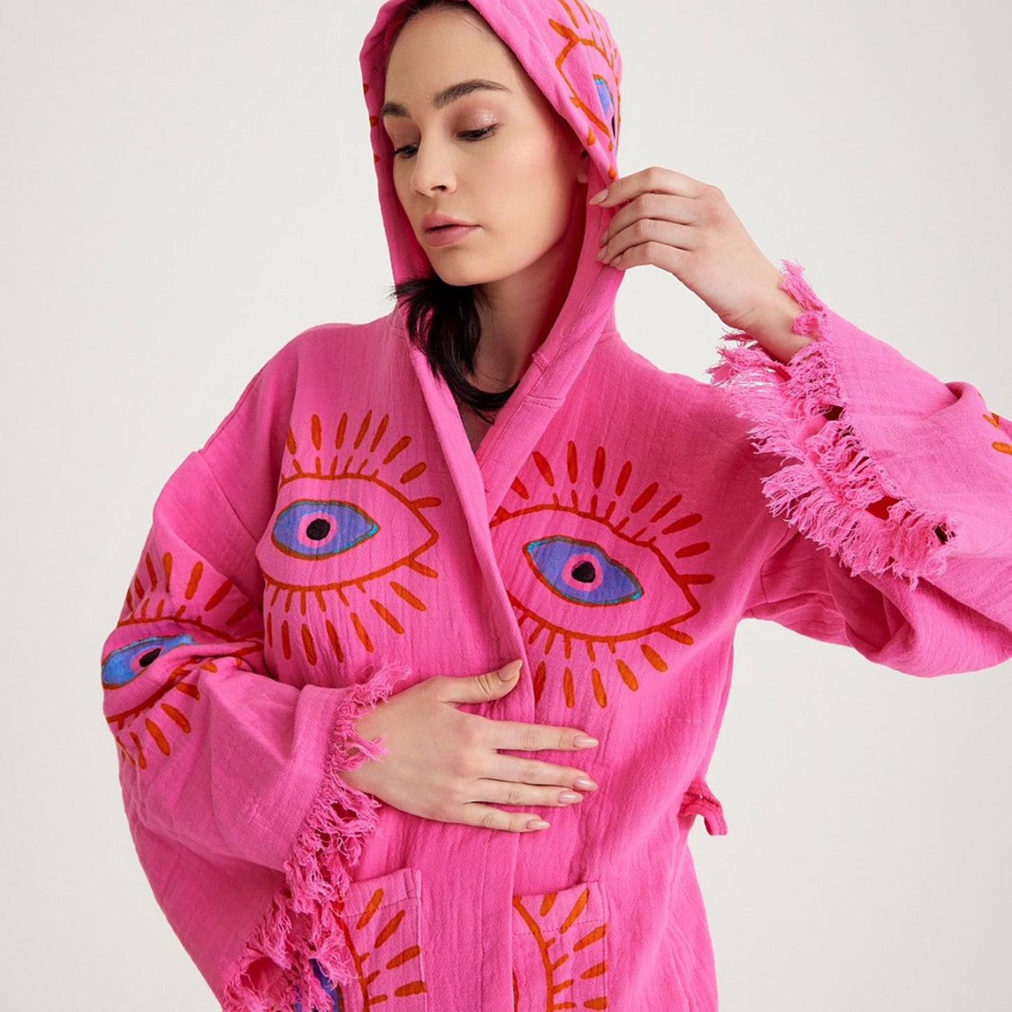 Natural Turkish Cotton Handmade Eye Kimono Set