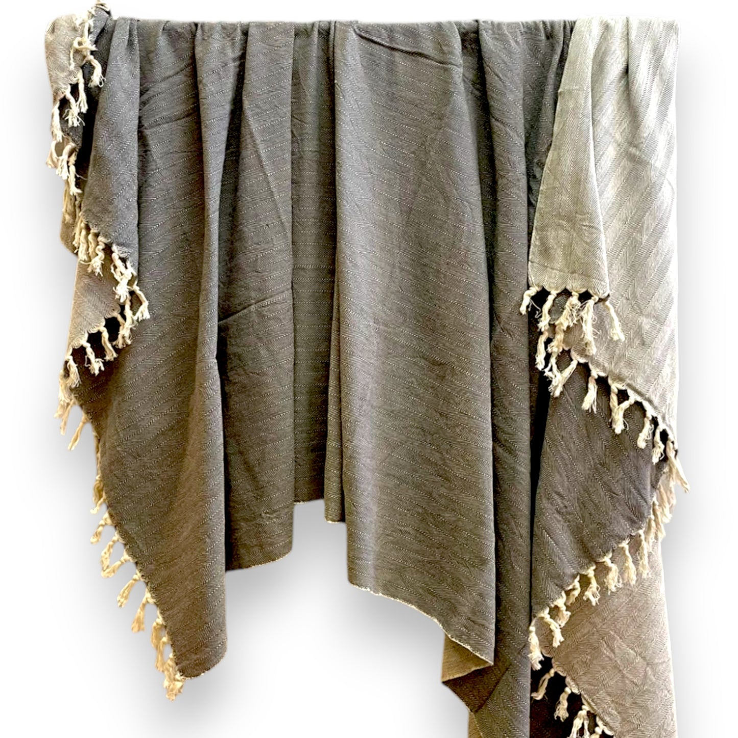 Turkish Towel Throw Blanket – Fish-Bone Design