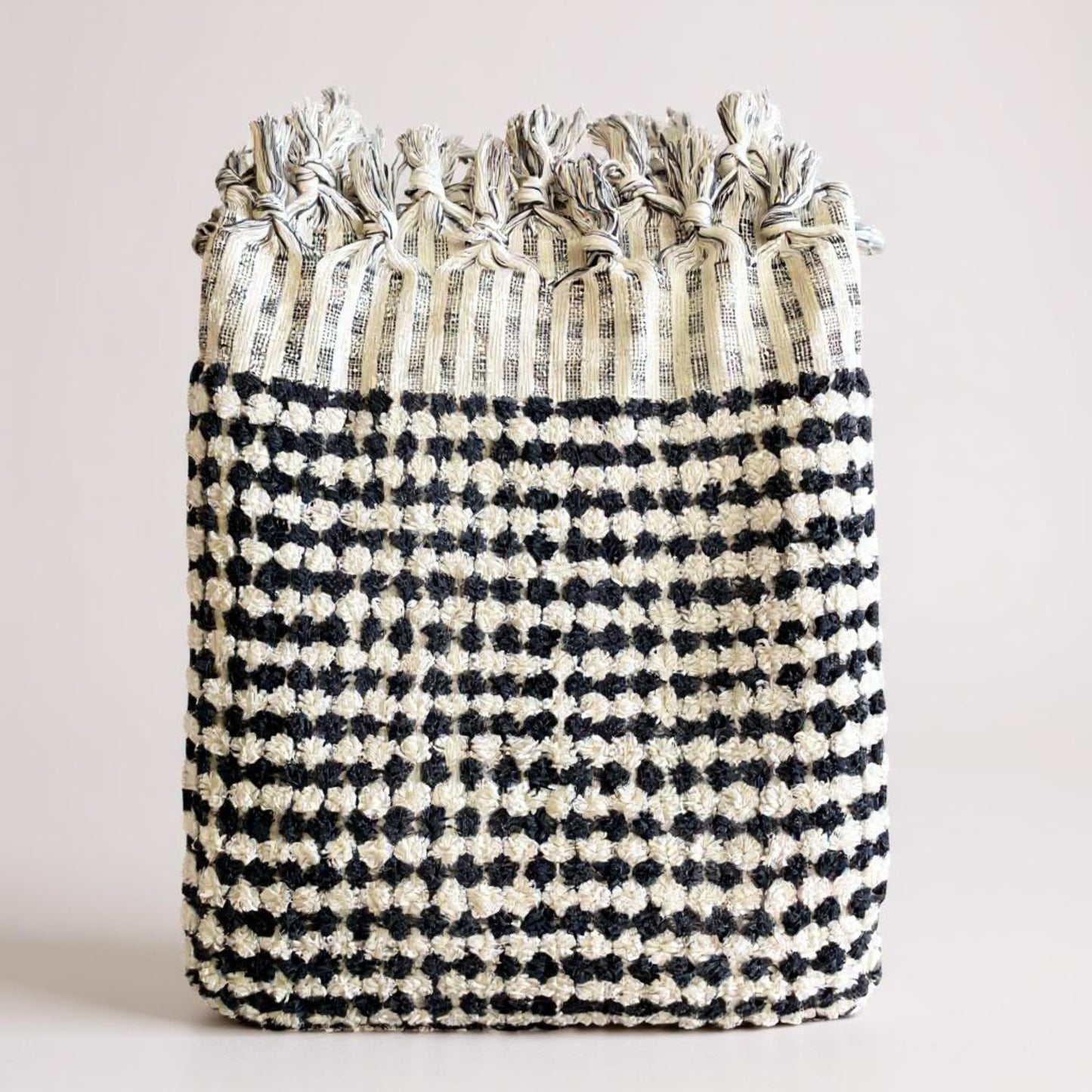 Turkish Terry Towel Hammam Towel Bath Towel Black White Dotted Hand Woven Natural Turkish Cotton