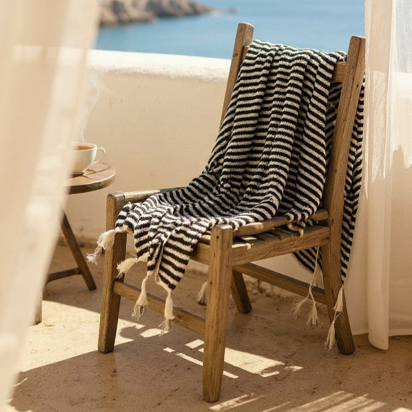 Handmade Turkish Terry Hammam Towel Black Stripe – Luxury Cotton Bath Towel with Fringe Edges - Turkish Bath Towel