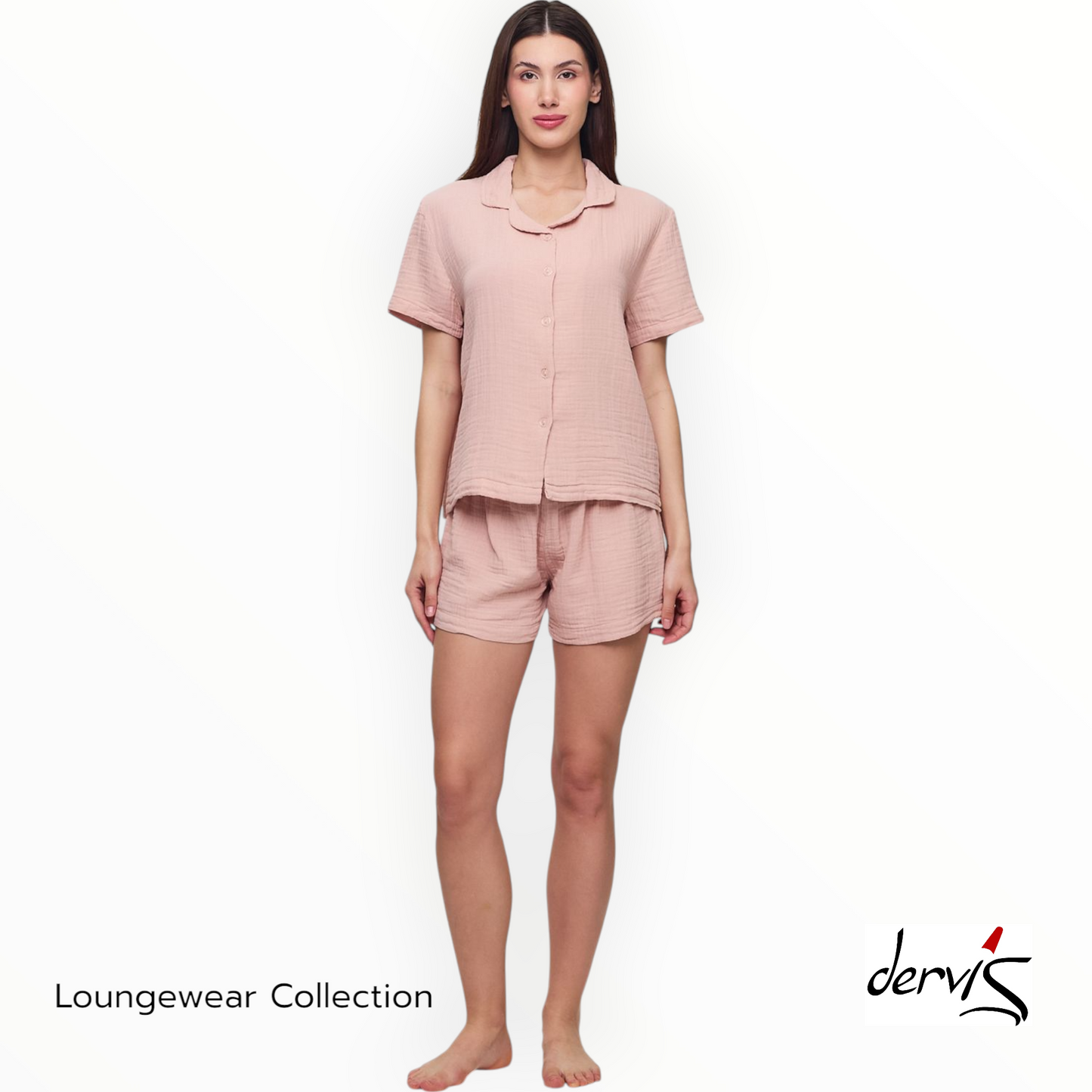 Natural Cotton Muslin Handmade Women's Short Pajamas