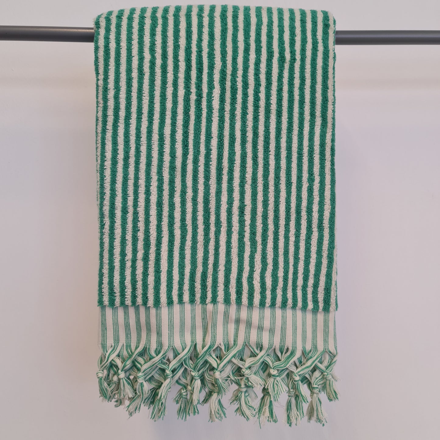 Turkish Hammam Bath Terry Towels Green Stripe