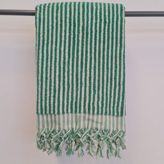 Turkish Hammam Bath Terry Towels Green Stripe