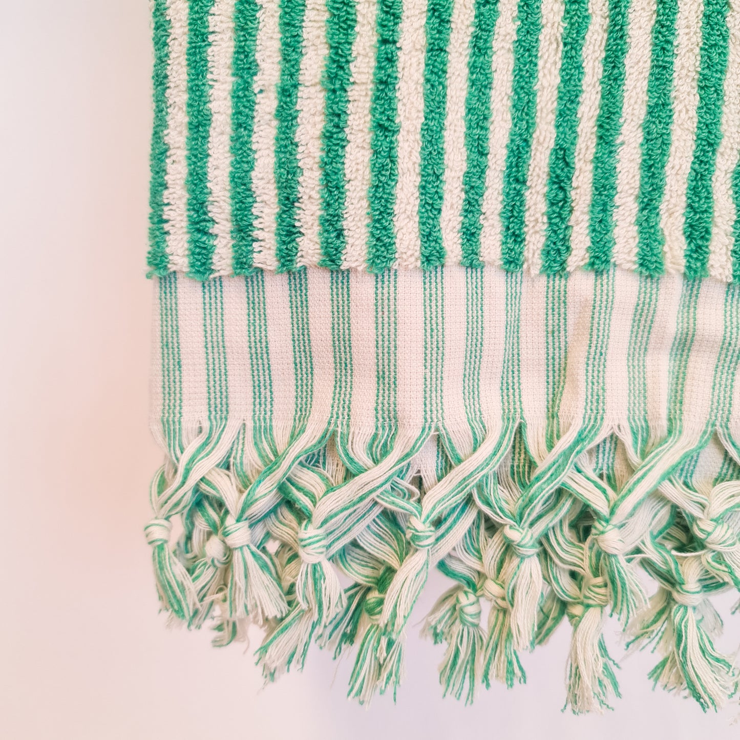 Turkish Hammam Bath Terry Towels Green Stripe