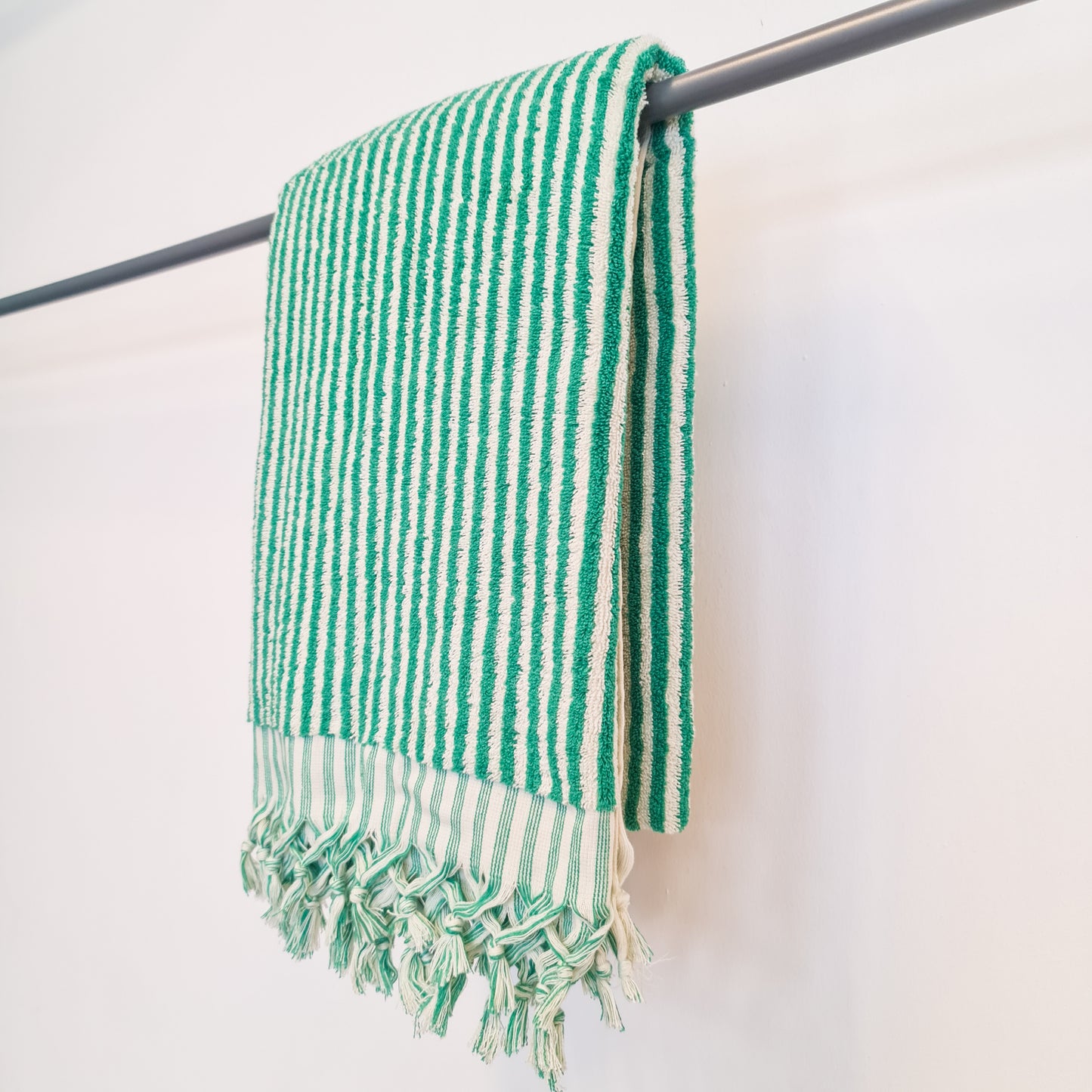 Turkish Hammam Bath Terry Towels Green Stripe