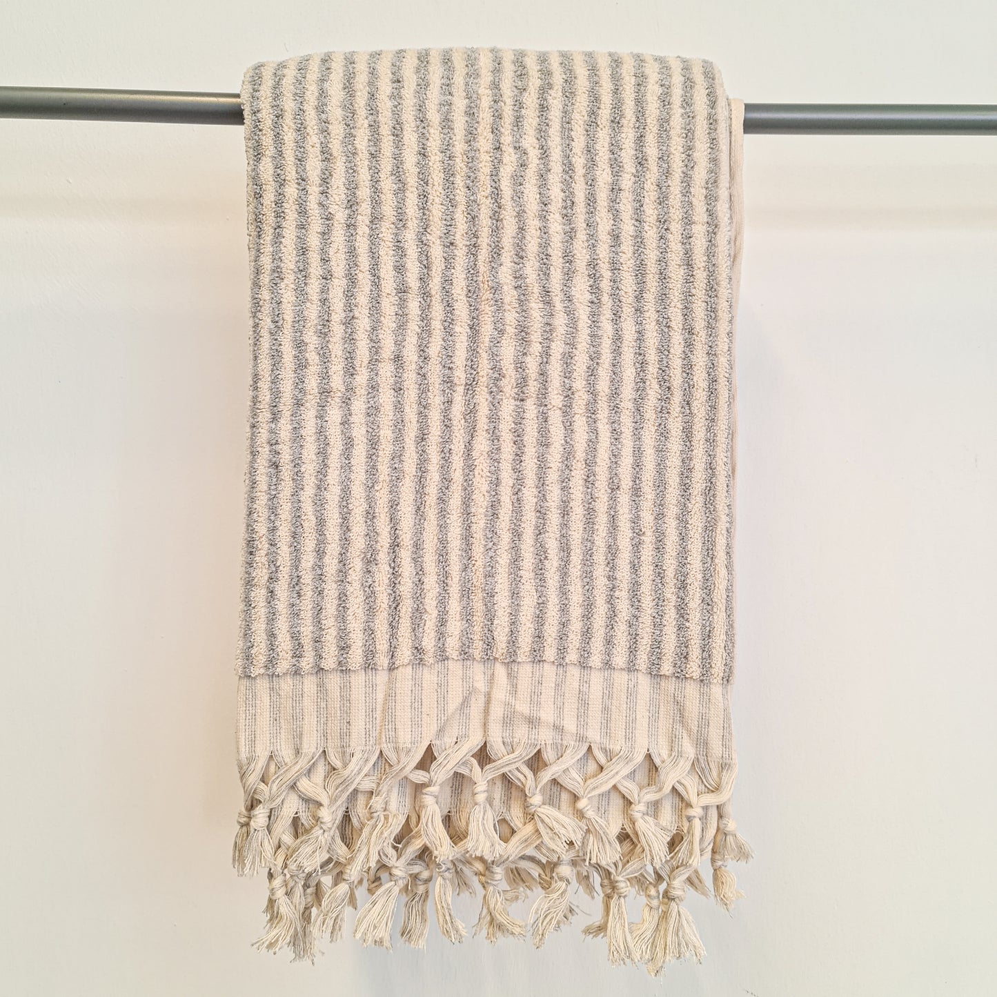 Turkish Hammam Bath Terry Towels Grey Stripe