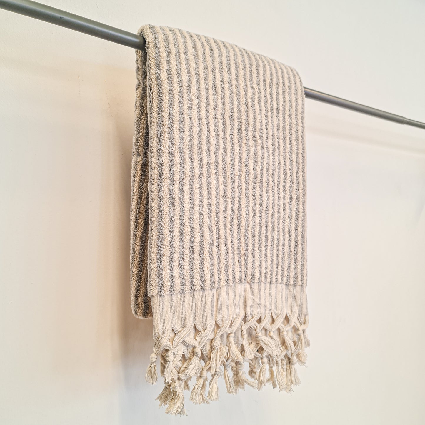 Turkish Hammam Bath Terry Towels Grey Stripe