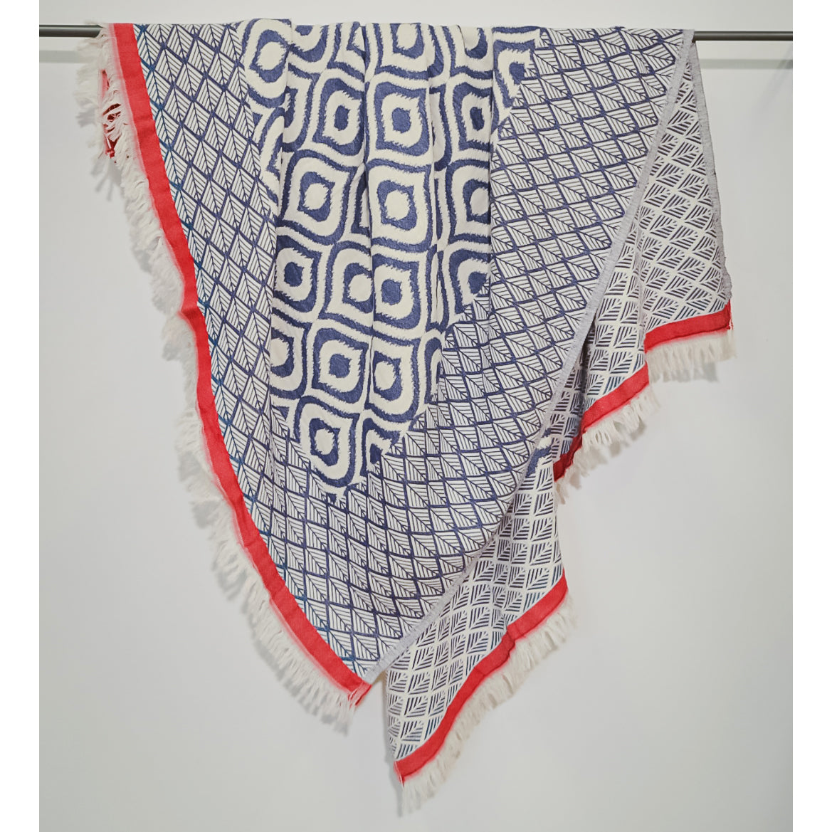 Ikat Design Turkish Towel Throw Blanket Blue