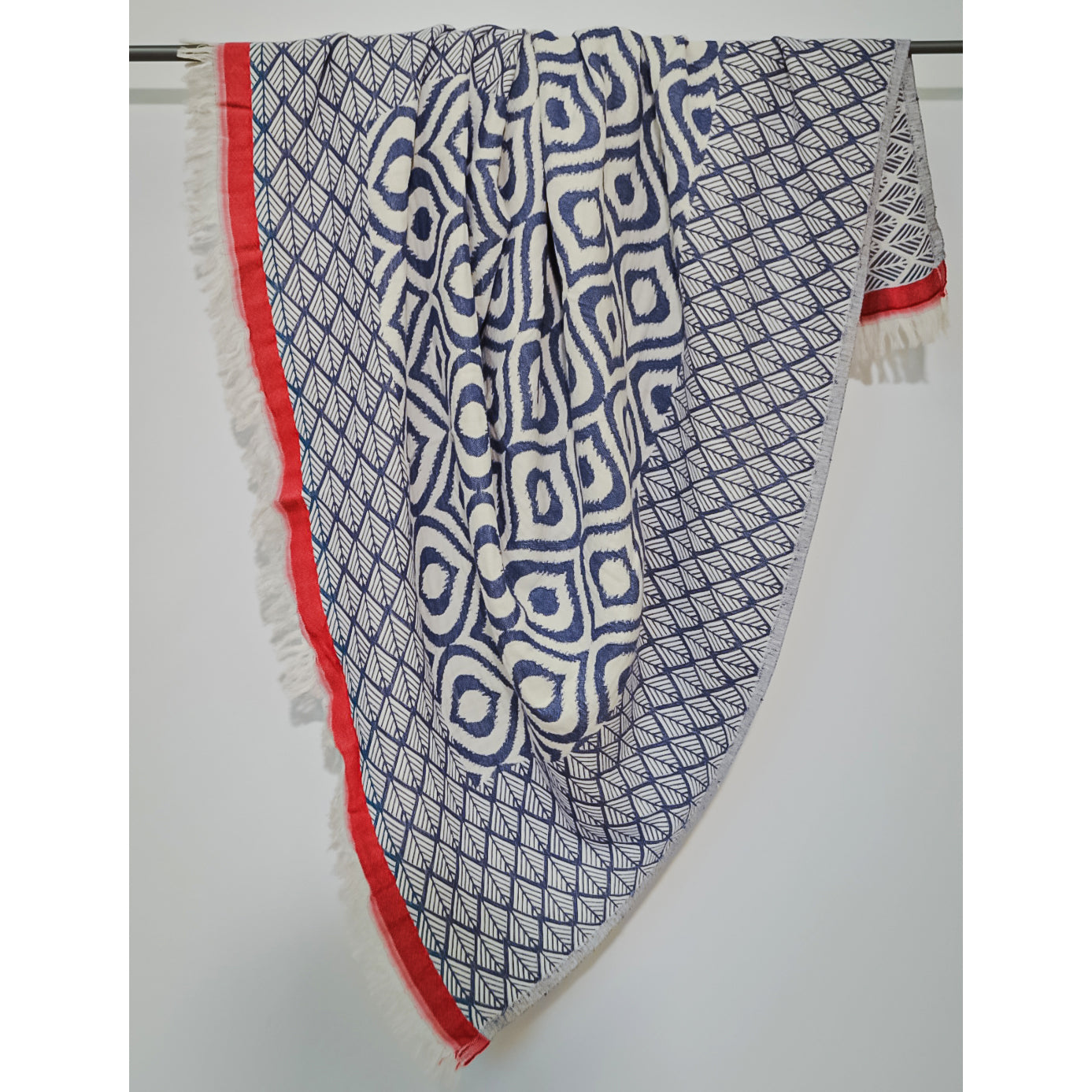 Ikat Design Turkish Towel Throw Blanket Blue