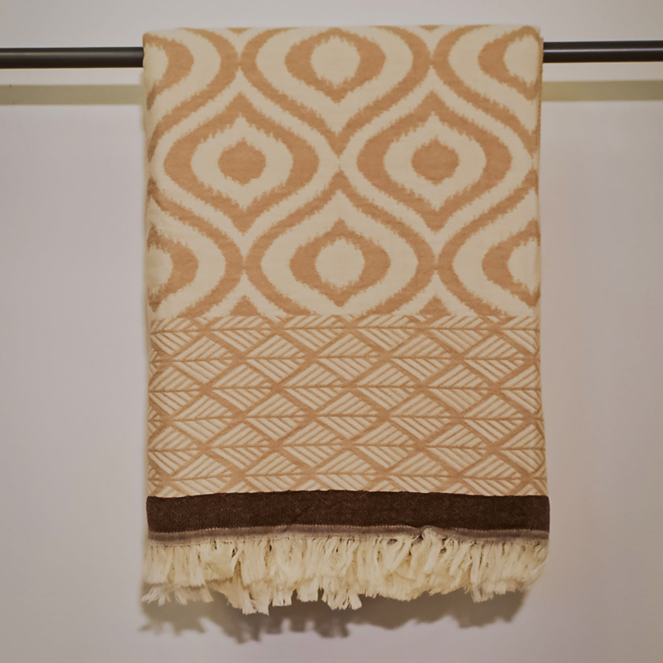Ikat Design Turkish Towel Throw Blanket Brown