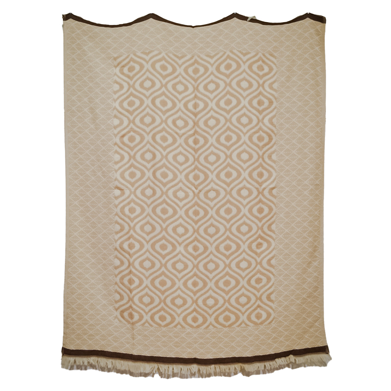 Ikat Design Turkish Towel Throw Blanket Brown