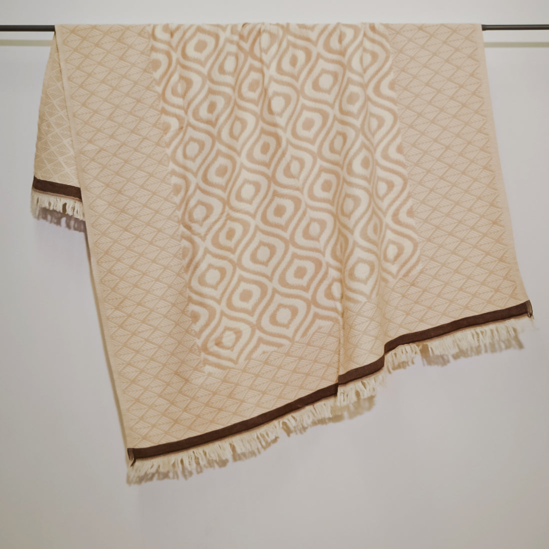 Ikat Design Turkish Towel Throw Blanket Brown