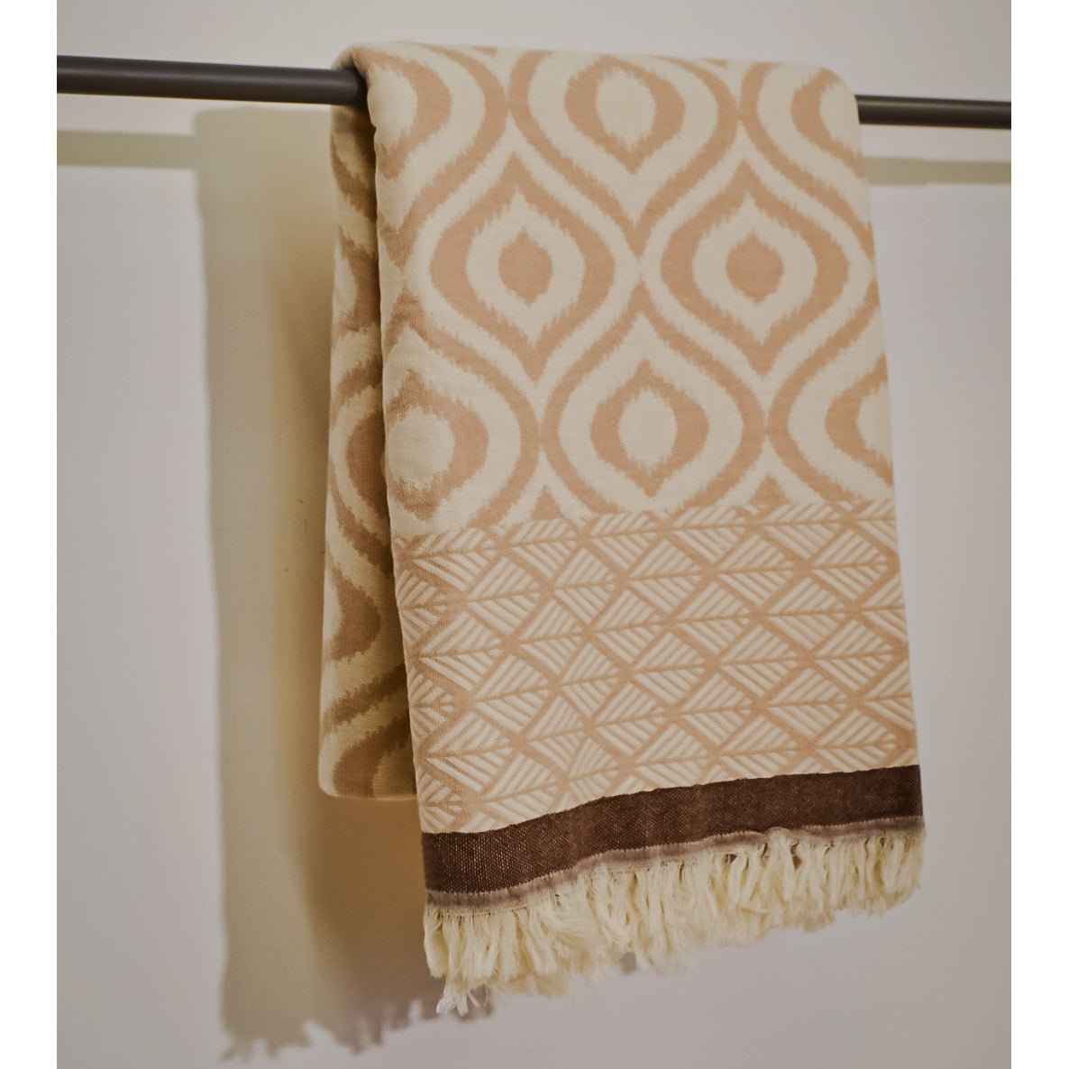 Ikat Design Turkish Towel Throw Blanket Brown