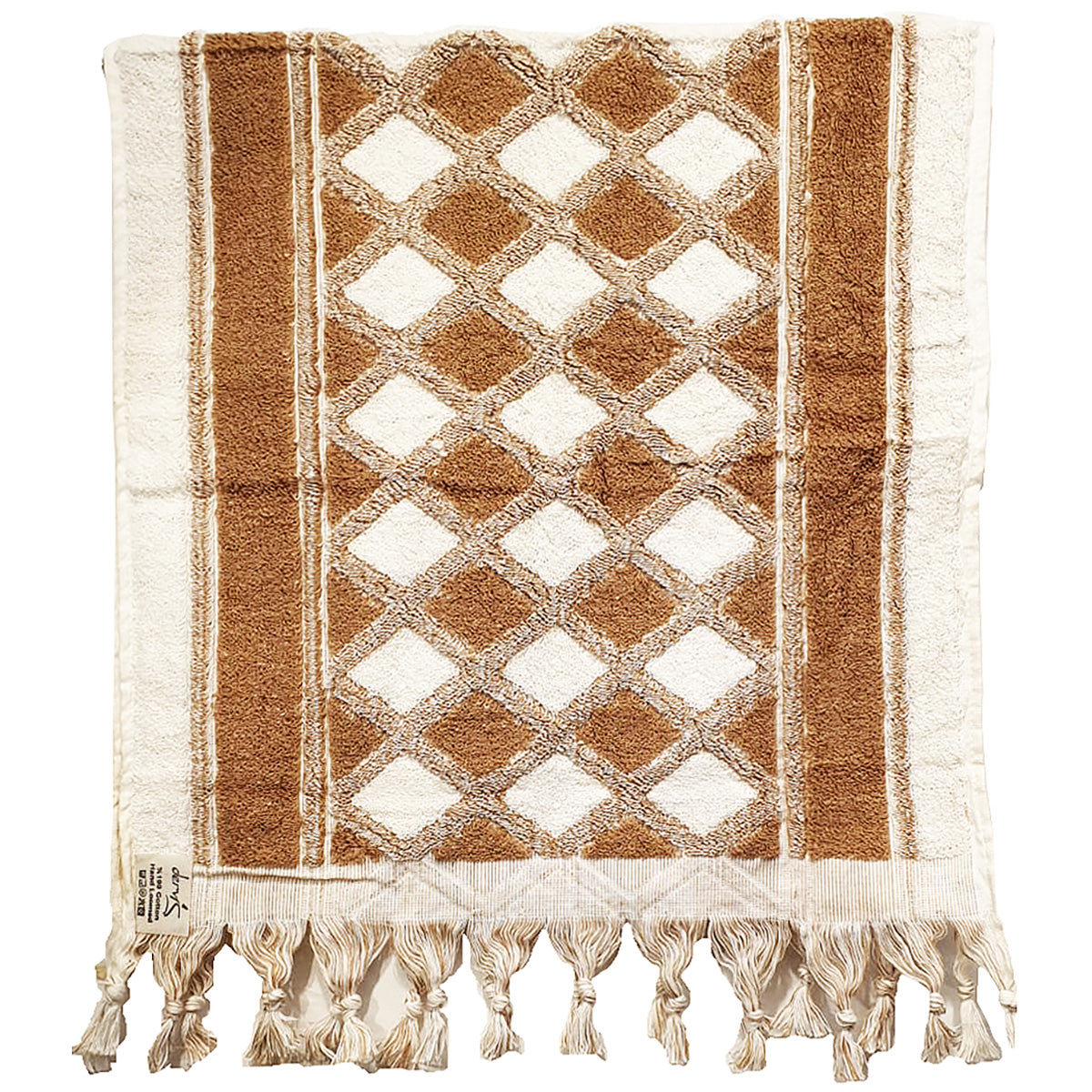 Baklava Design Double Side Turkish Terry Hand Towel Brown