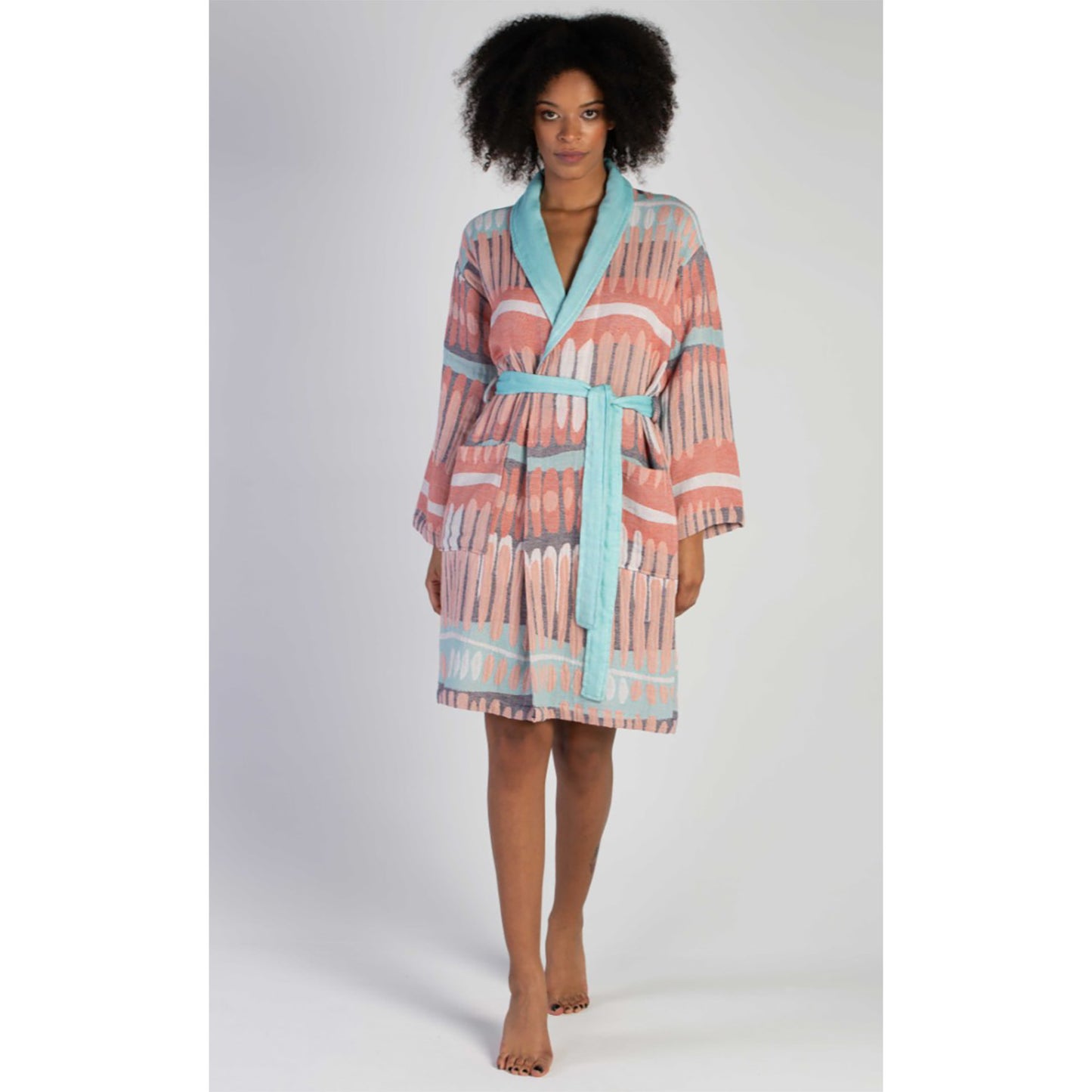 Bathrobe Kimono Turkish Towel Turquoise
