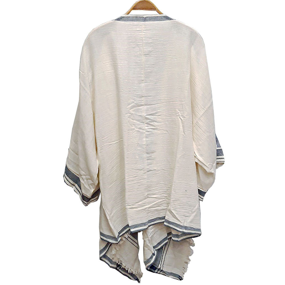 Hand-Woven Natural Cotton Cotton Beach Dress Kimono - Cover Up