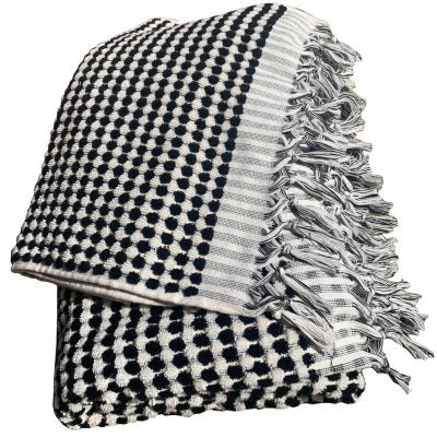 Turkish Terry Towel Hammam Towel Bath Towel Black White Dotted Hand Woven Natural Turkish Cotton