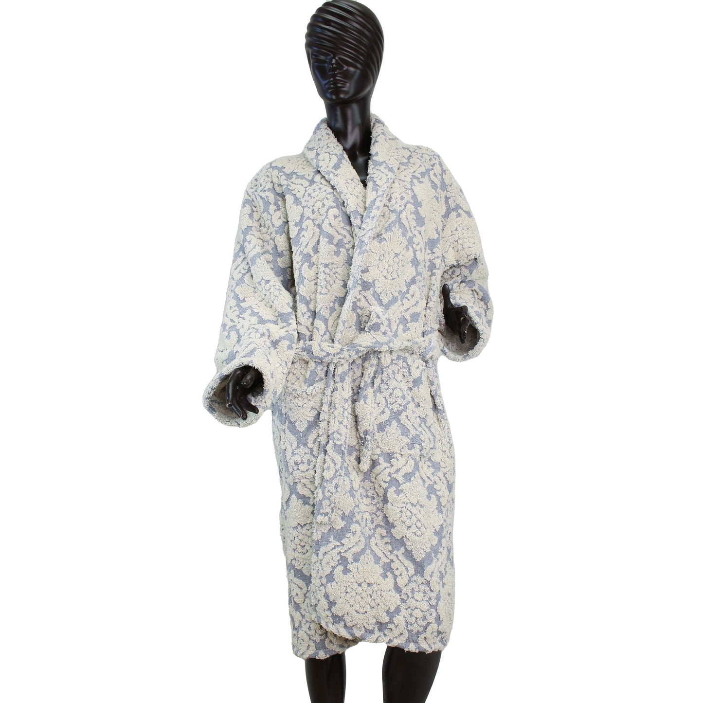 Damascus Design Turkish Terry Towel Bathrobe - Blue