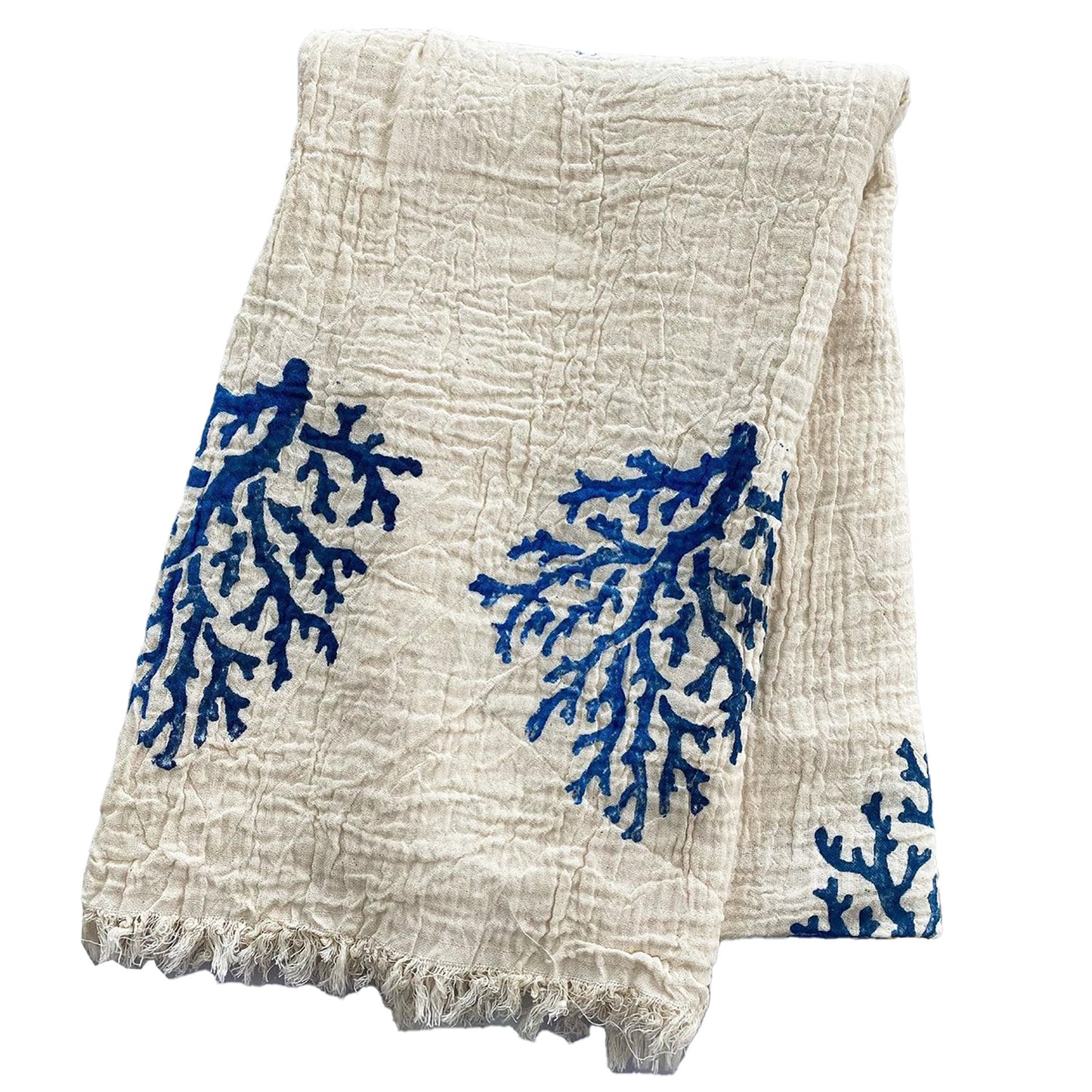 Hand Print 3D Coral Design Turkish Towel Pestemal