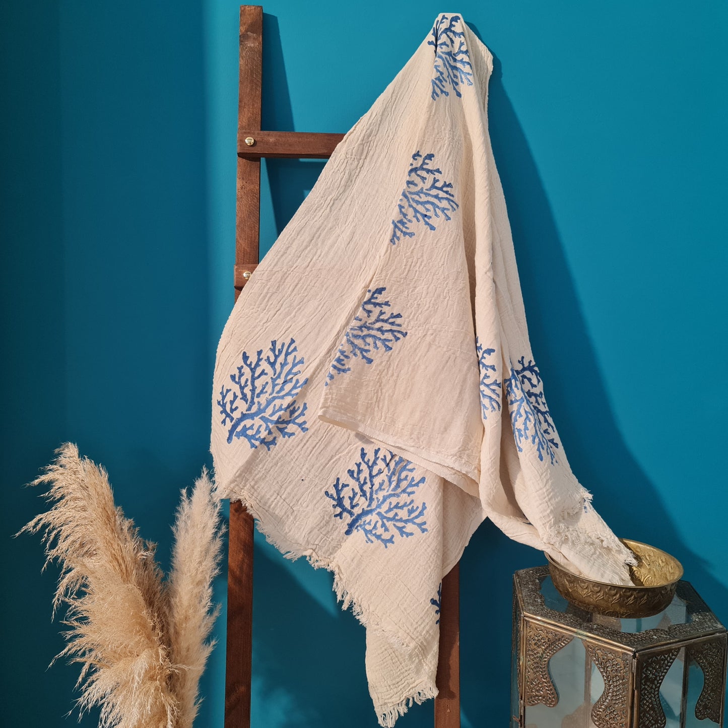 Hand Print 3D Coral Design Turkish Towel Pestemal