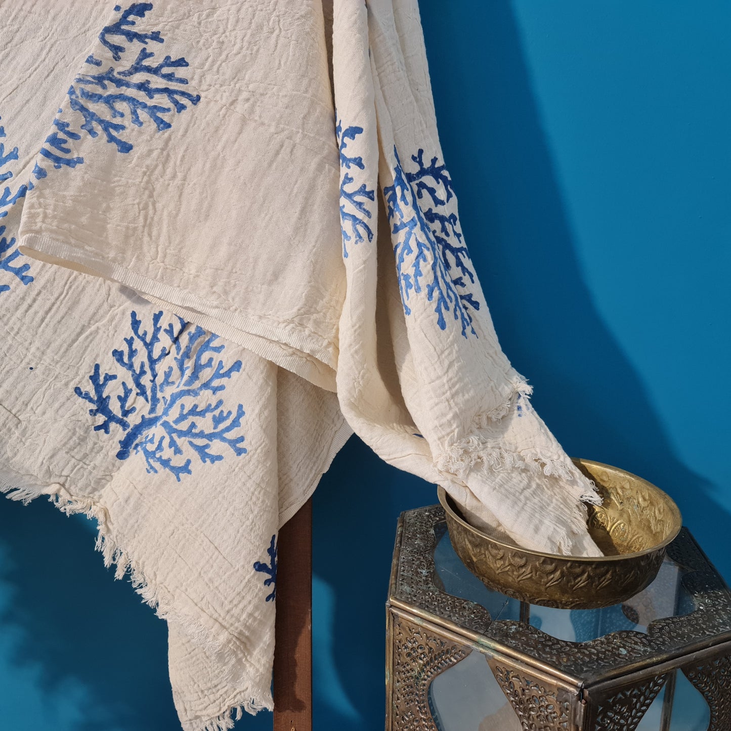 Hand Print 3D Coral Design Turkish Towel Pestemal