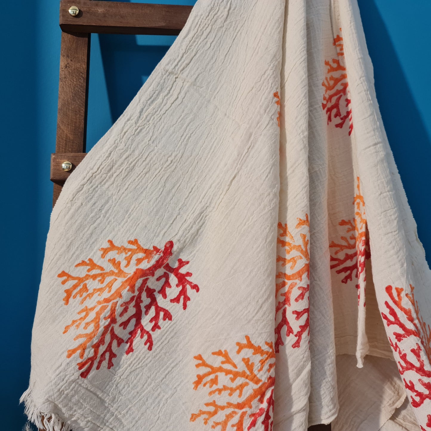 Hand Print 3D Coral Design Turkish Towel Pestemal