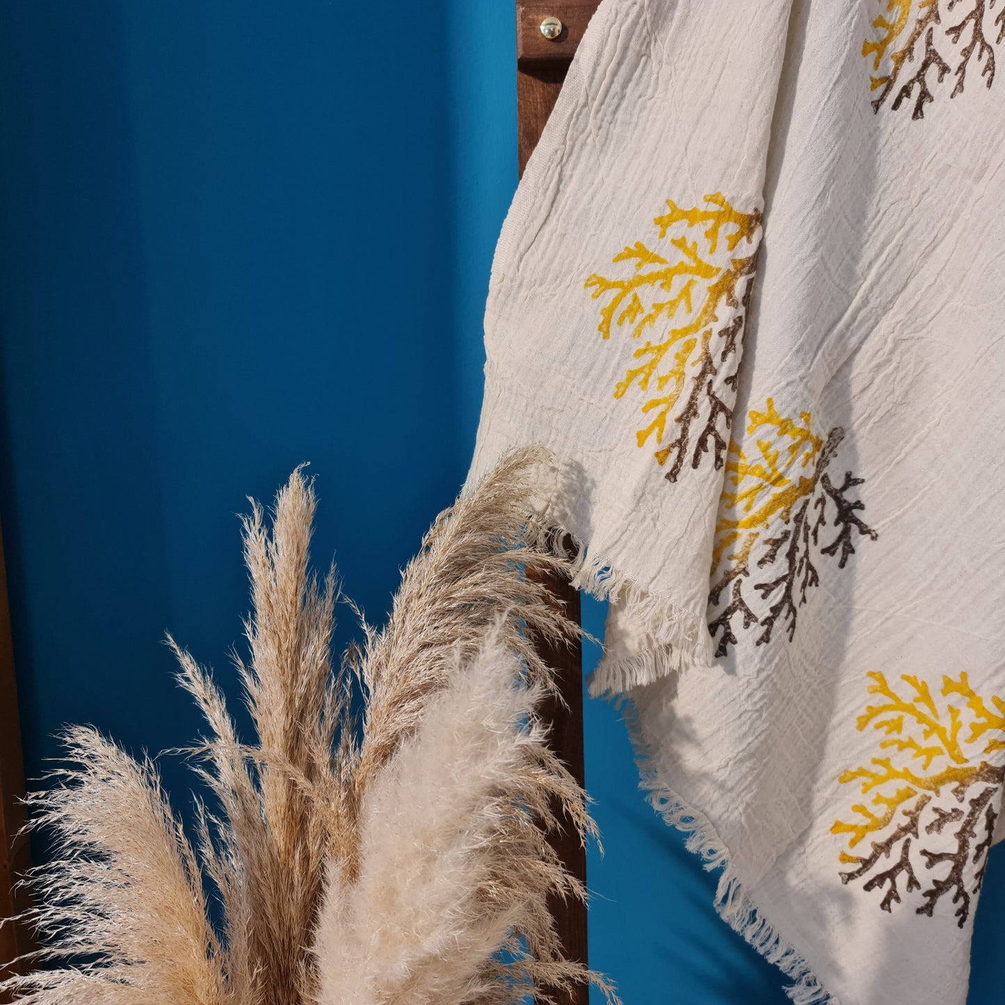 Hand Print 3D Coral Design Turkish Towel Pestemal