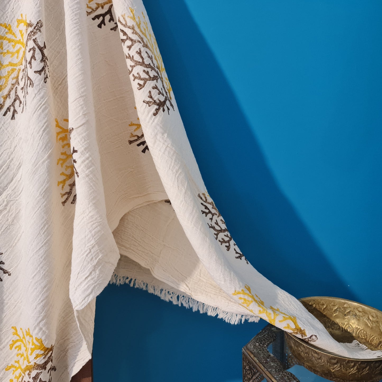 Hand Print 3D Coral Design Turkish Towel Pestemal