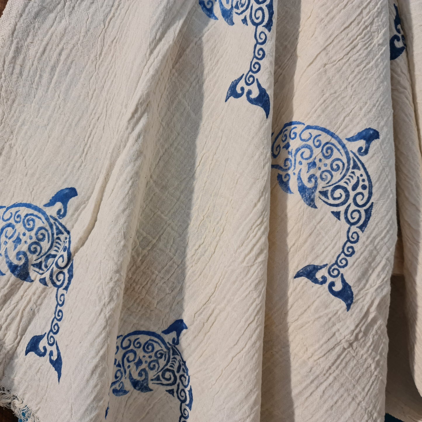 Hand Print 3D Fish Design Turkish Towel Pestemal