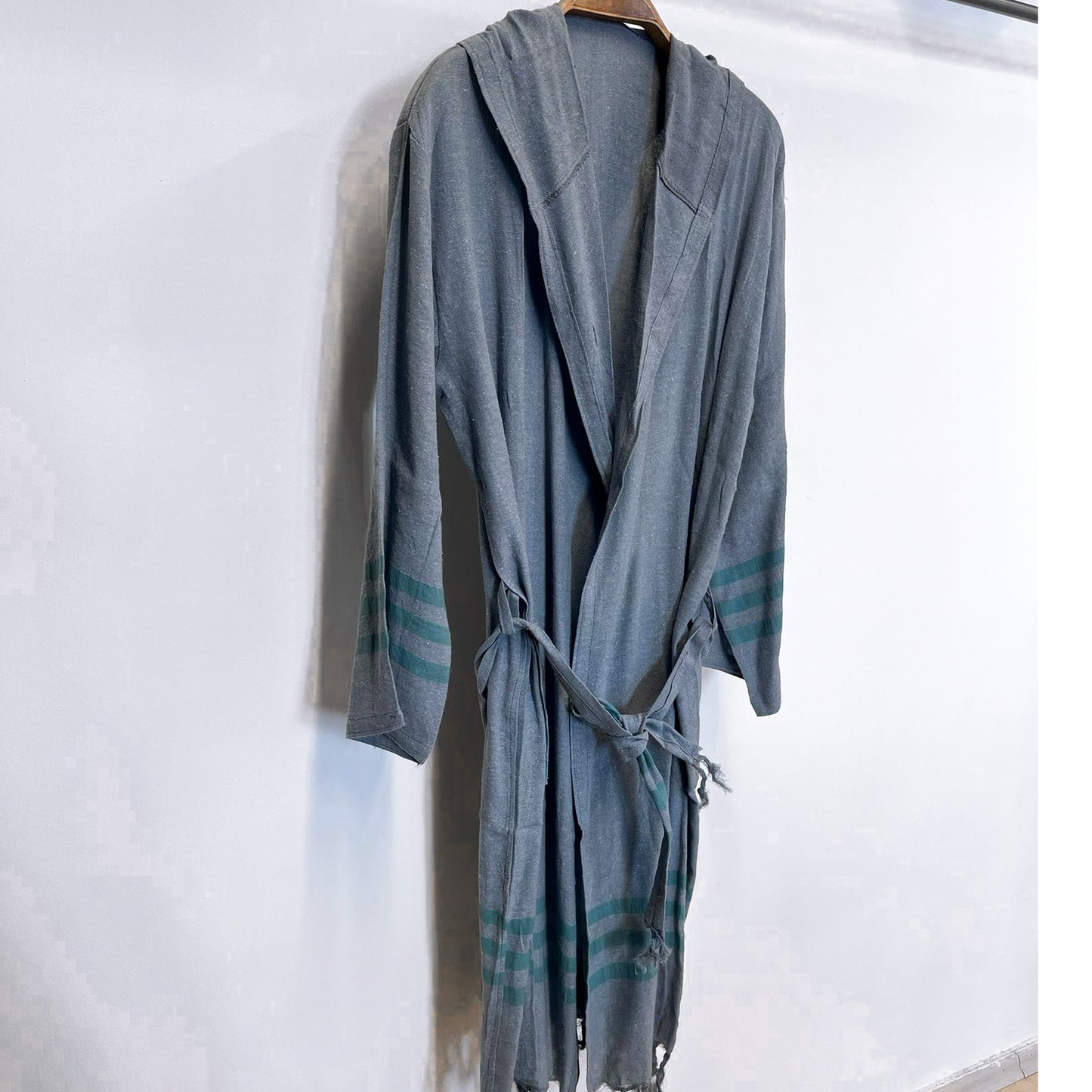 Hand-Woven Pure Silk Turkish Towel Bathrobe Blue