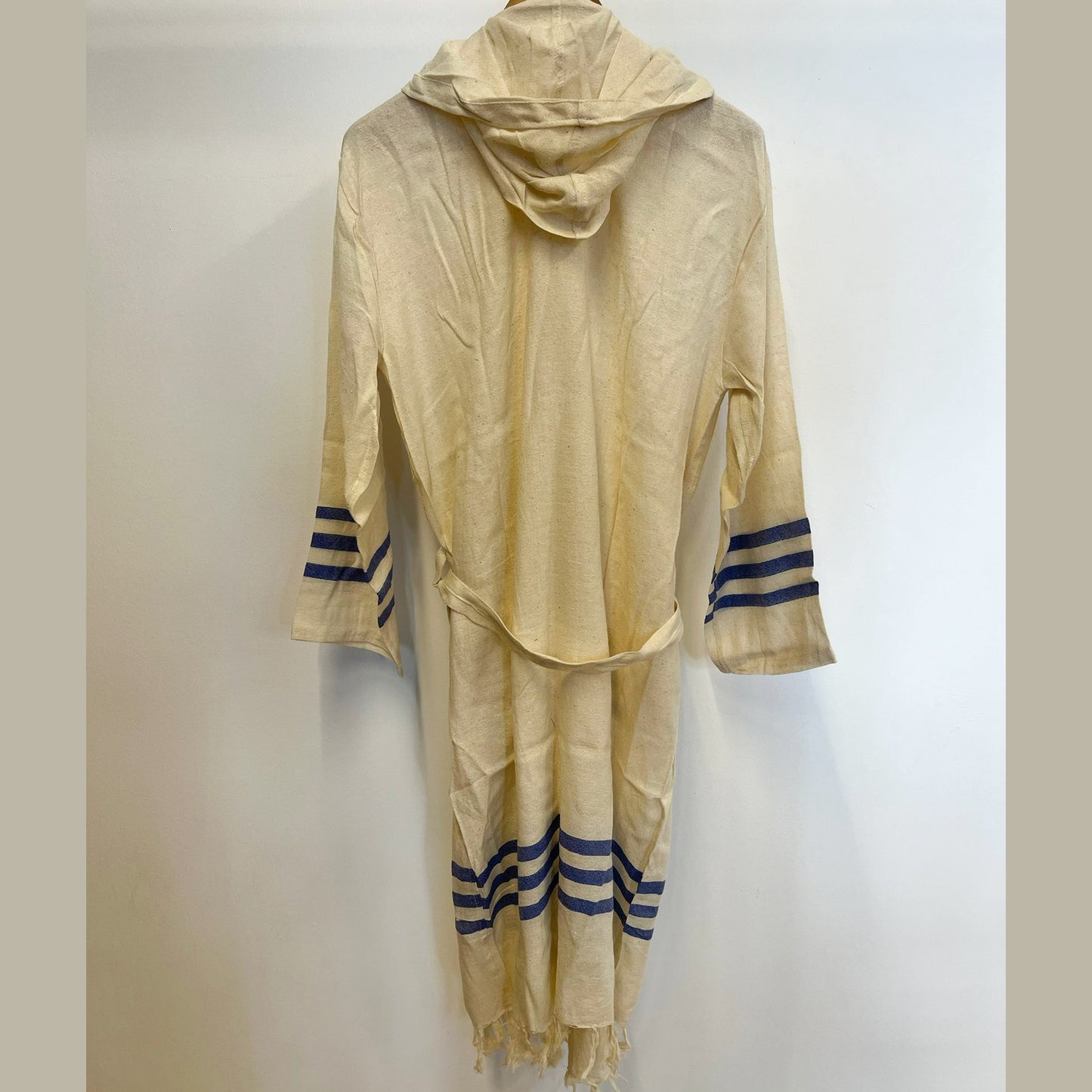 Hand-Woven Pure Silk Turkish Towel Bathrobe Ecru